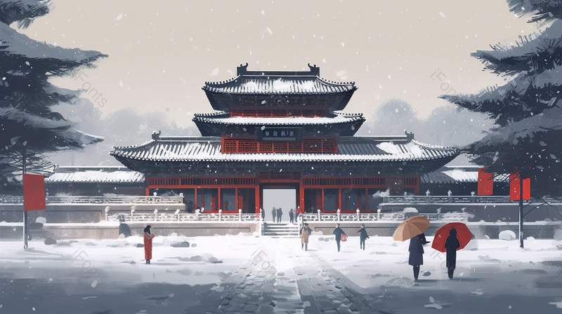 唯美故宫雪景中国风手绘水墨画中国风图,插画/手绘图,插画/手绘图库,插画/手绘图下载,插画/手绘